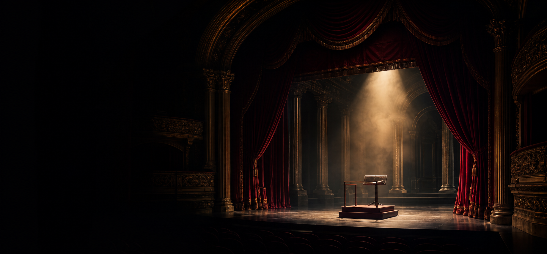 Escenario de ópera vacío antes de levantarse el telón